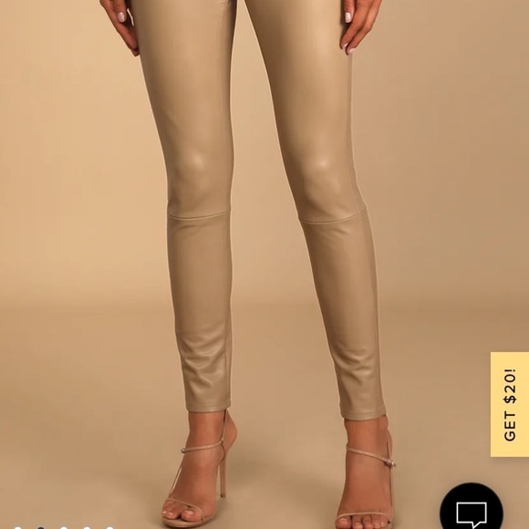 Bagatelle NYC Get Lucky Beige Vegan Leather Pants - Picture 2 of 9